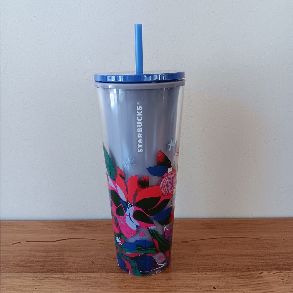 Starbucks Periwinkle Poinsettia Color Changing Tumbler